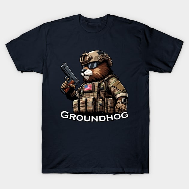 Tactical Groundhog T-Shirt by Rawlifegraphic